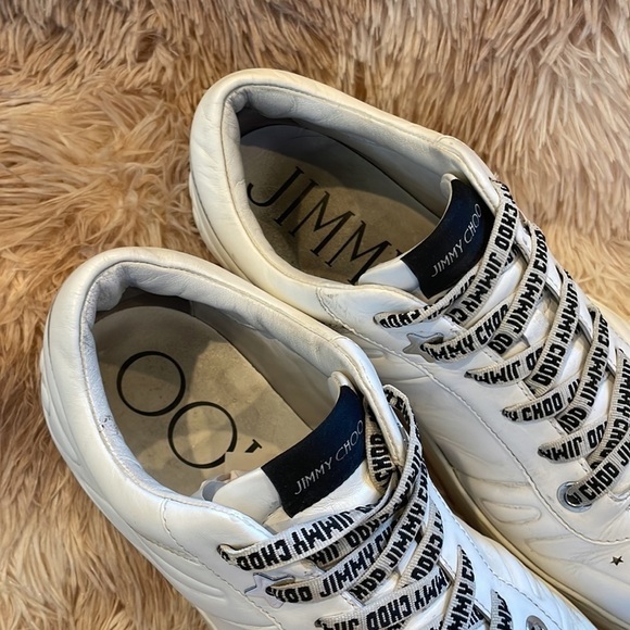 JIMMY CHOO | Leather Hawaii Sneakers | Lowtop White  | Size 42.5 | Women’s 11.5 - Picture 3 of 8